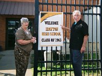 Madolin and Webber  Madolin and &#34;Webber&#34; at the Eagles posting signage